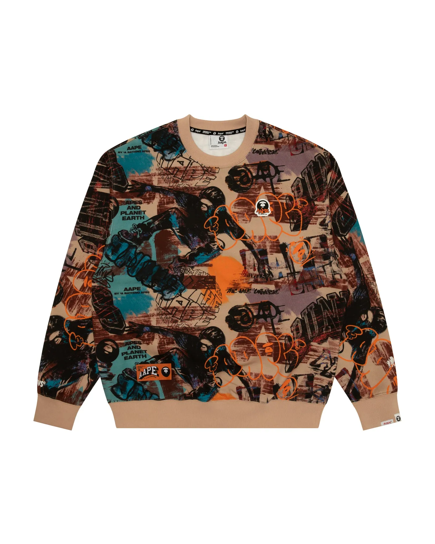 Moonface logo graffiti print crew neck sweatshirt