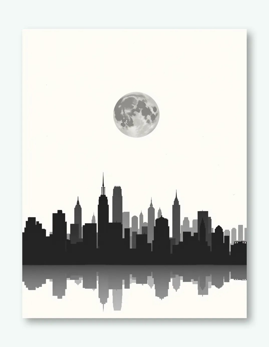 Moonlit Skyline Serenity Wall Art Poster