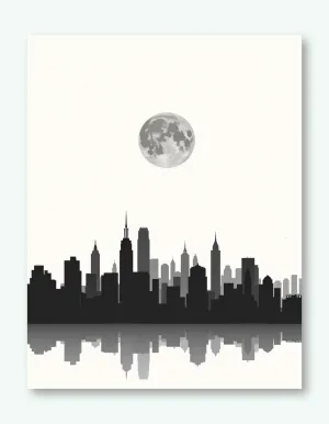 Moonlit Skyline Serenity Wall Art Poster