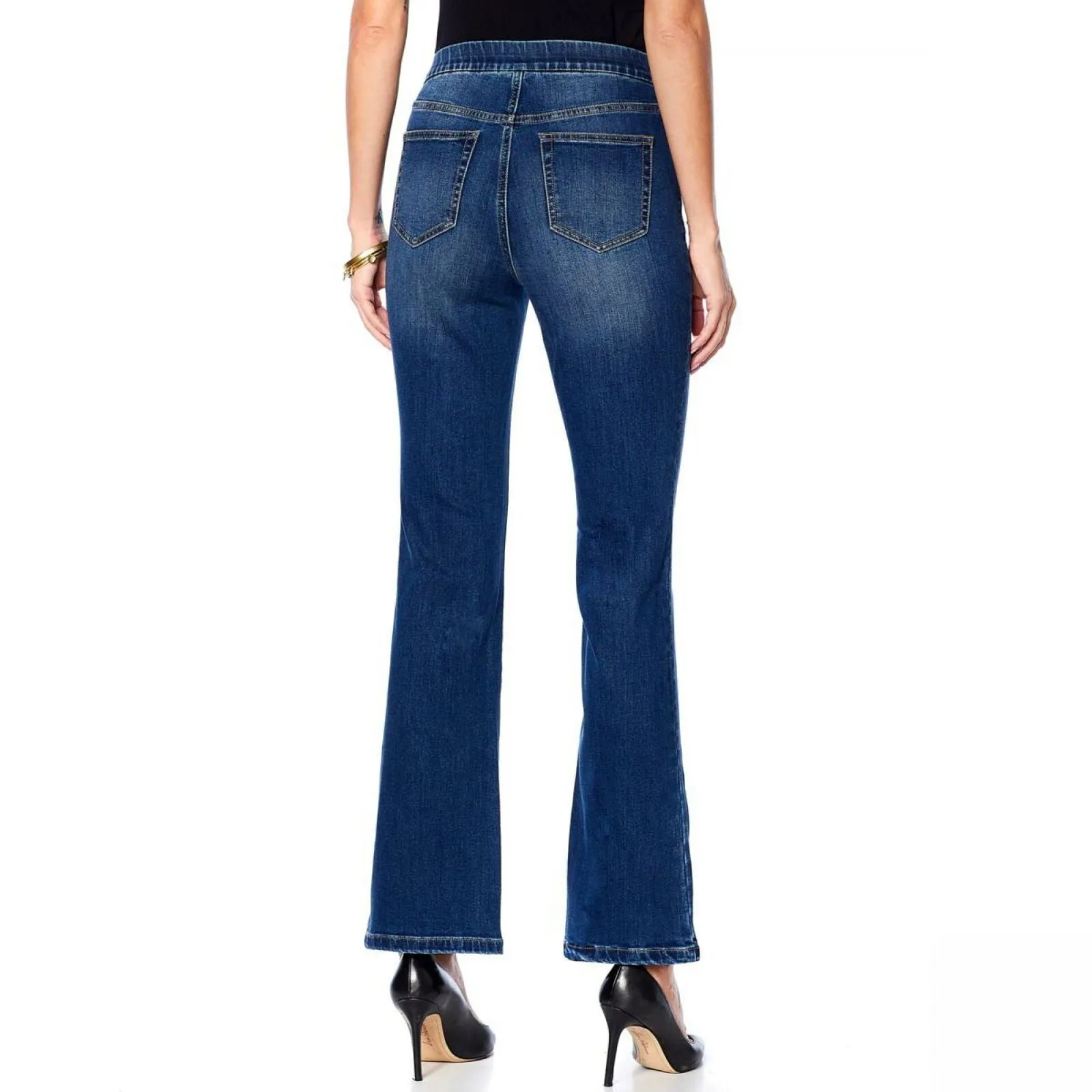 MOTTO Women's Petite Stretch Denim Pull On Boot Cut Jeans