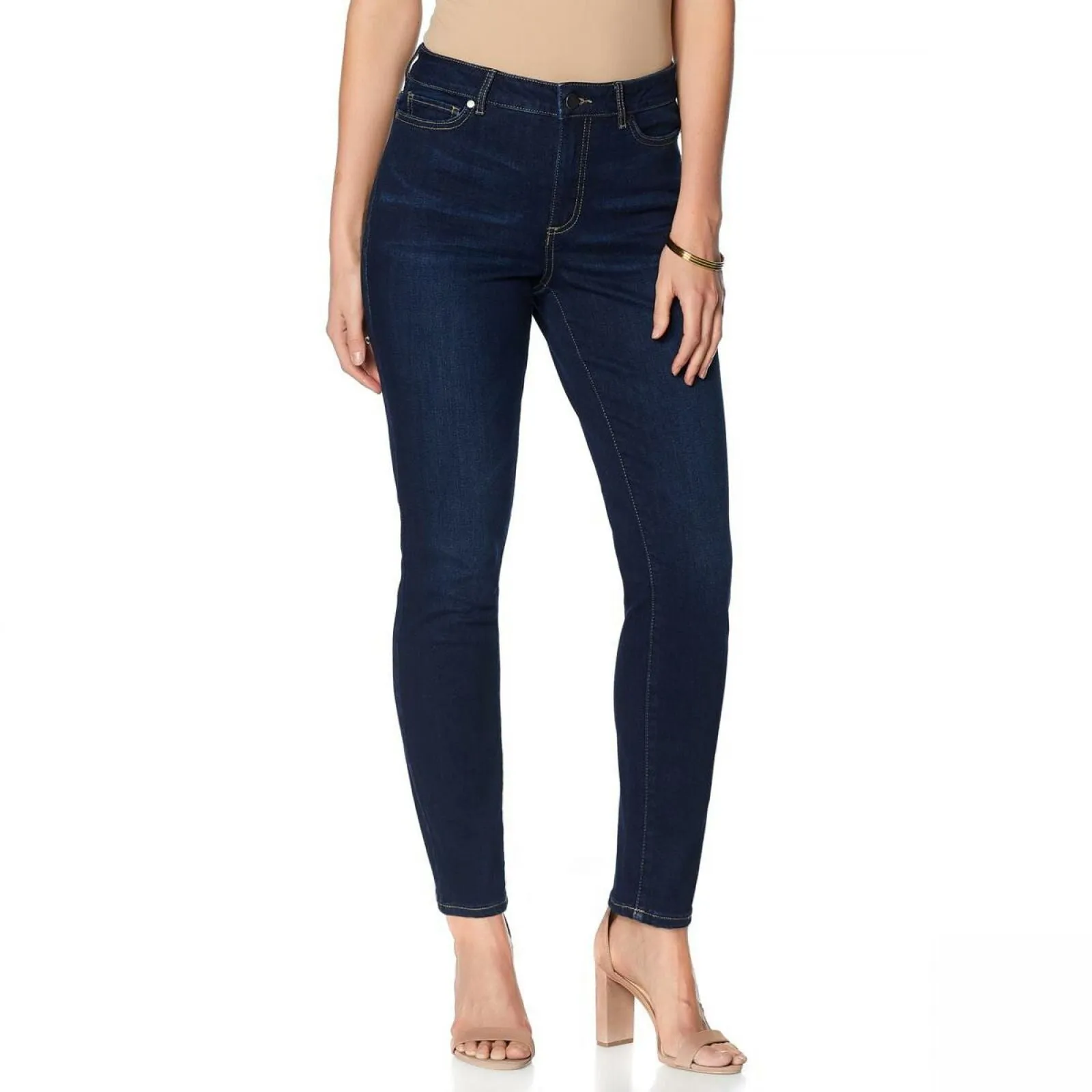 MOTTO Women's Stretch Denim 5 Pocket Straight Leg Jeans Midnight Wash 16