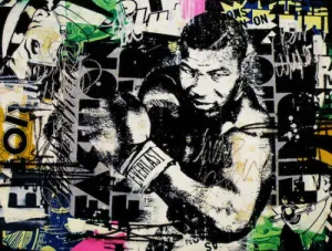 Mr Brainwash Print on Canvas Graffiti art wall decor Mike Tyson Boxing 28x36"