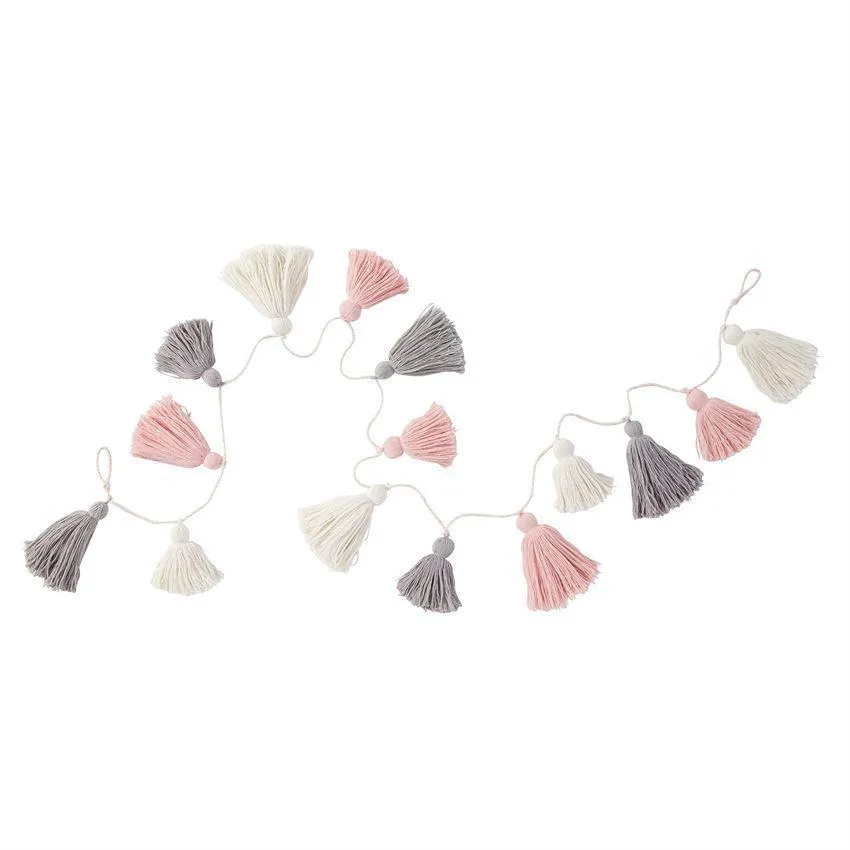 Mud Pie Garland Pink & Gray Tassel