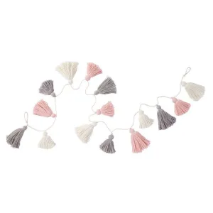 Mud Pie Garland Pink & Gray Tassel