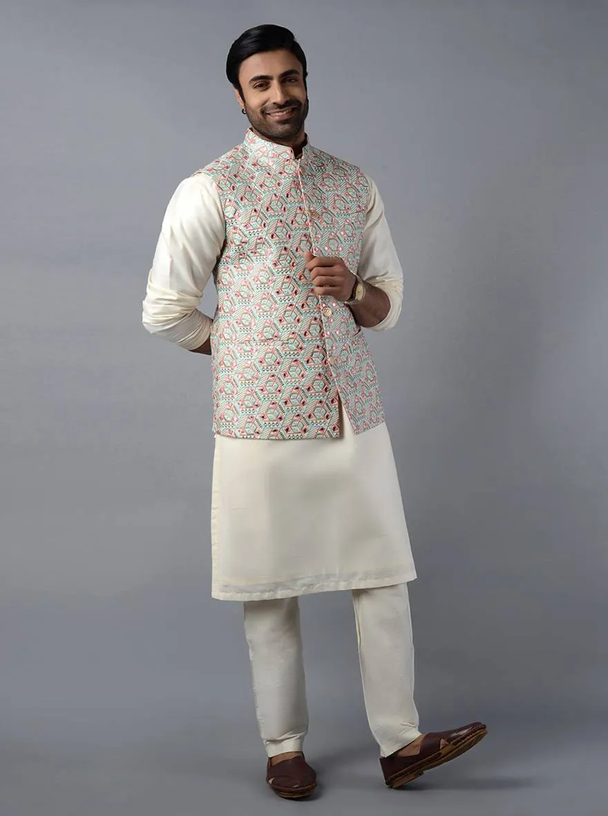 Multicolor Embroidered Regular Fit Bandhgala Jacket | TULA