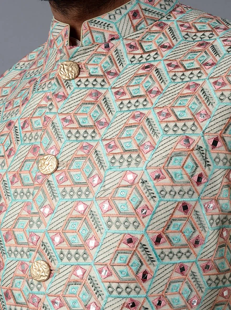 Multicolor Embroidered Regular Fit Bandhgala Jacket | TULA