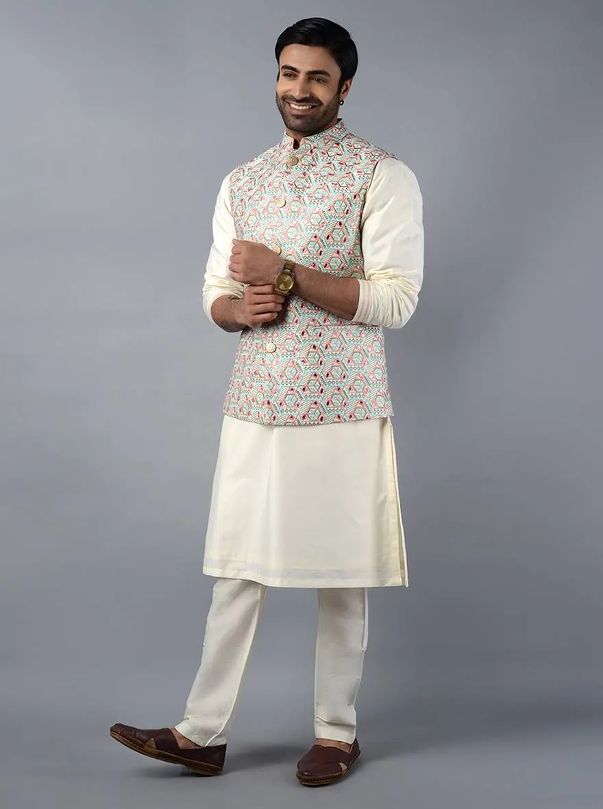 Multicolor Embroidered Regular Fit Bandhgala Jacket | TULA