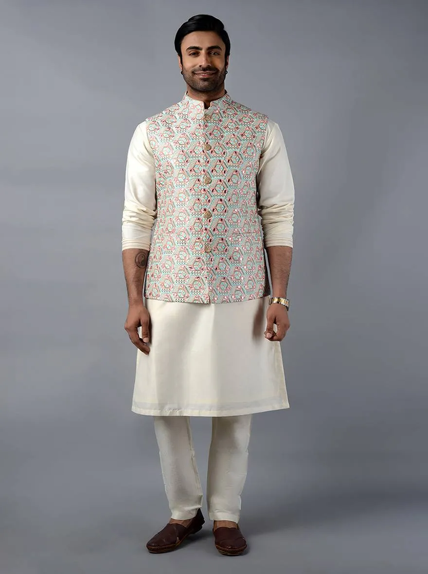 Multicolor Embroidered Regular Fit Bandhgala Jacket | TULA