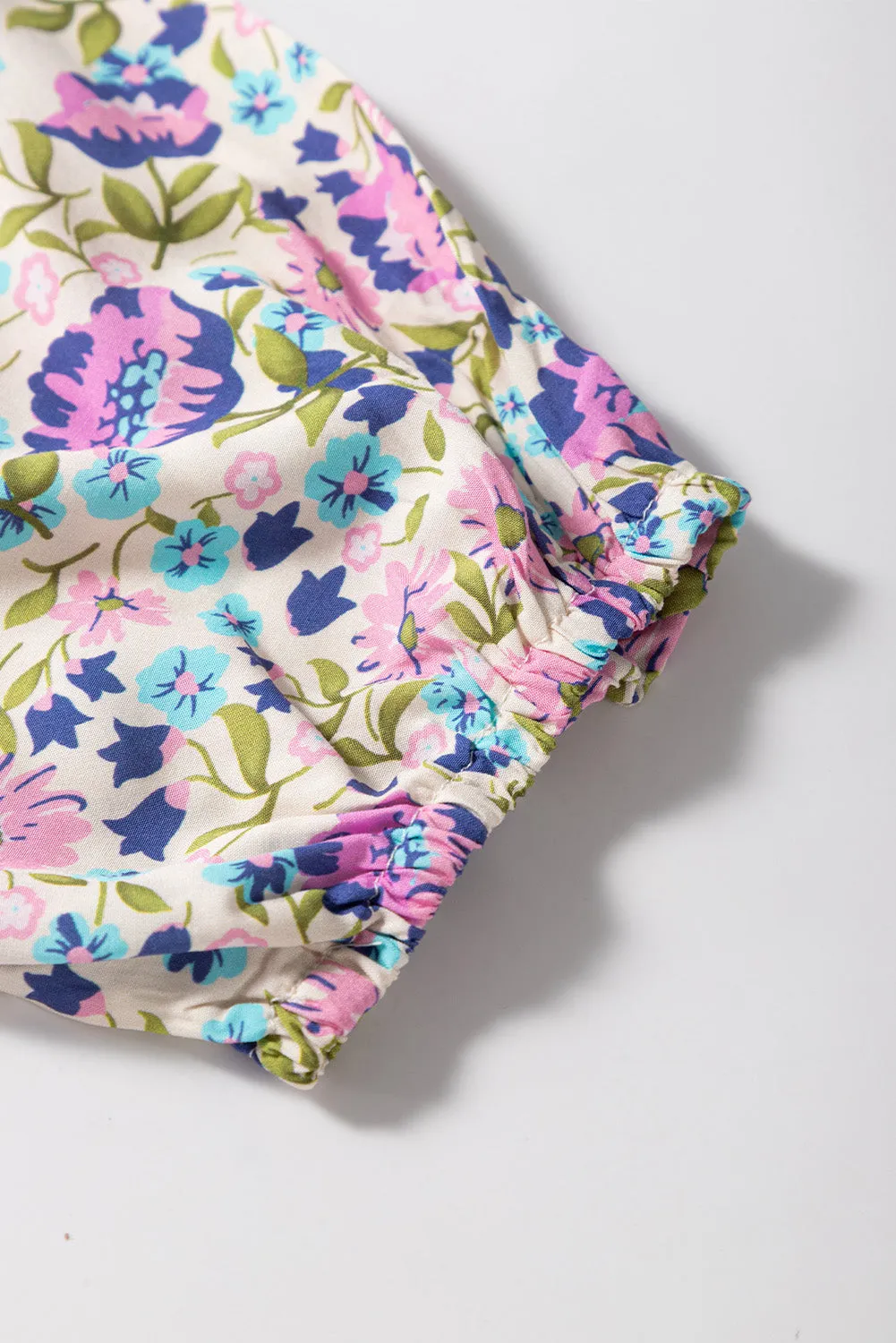 Multicolour Bohemian Floral V Neck Loose Half Sleeve Blouse