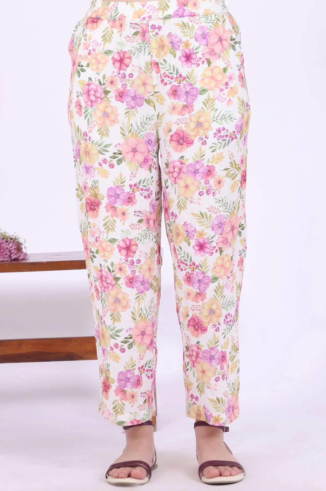 Multicolour Printed Straight Kurta & Palazzos Set