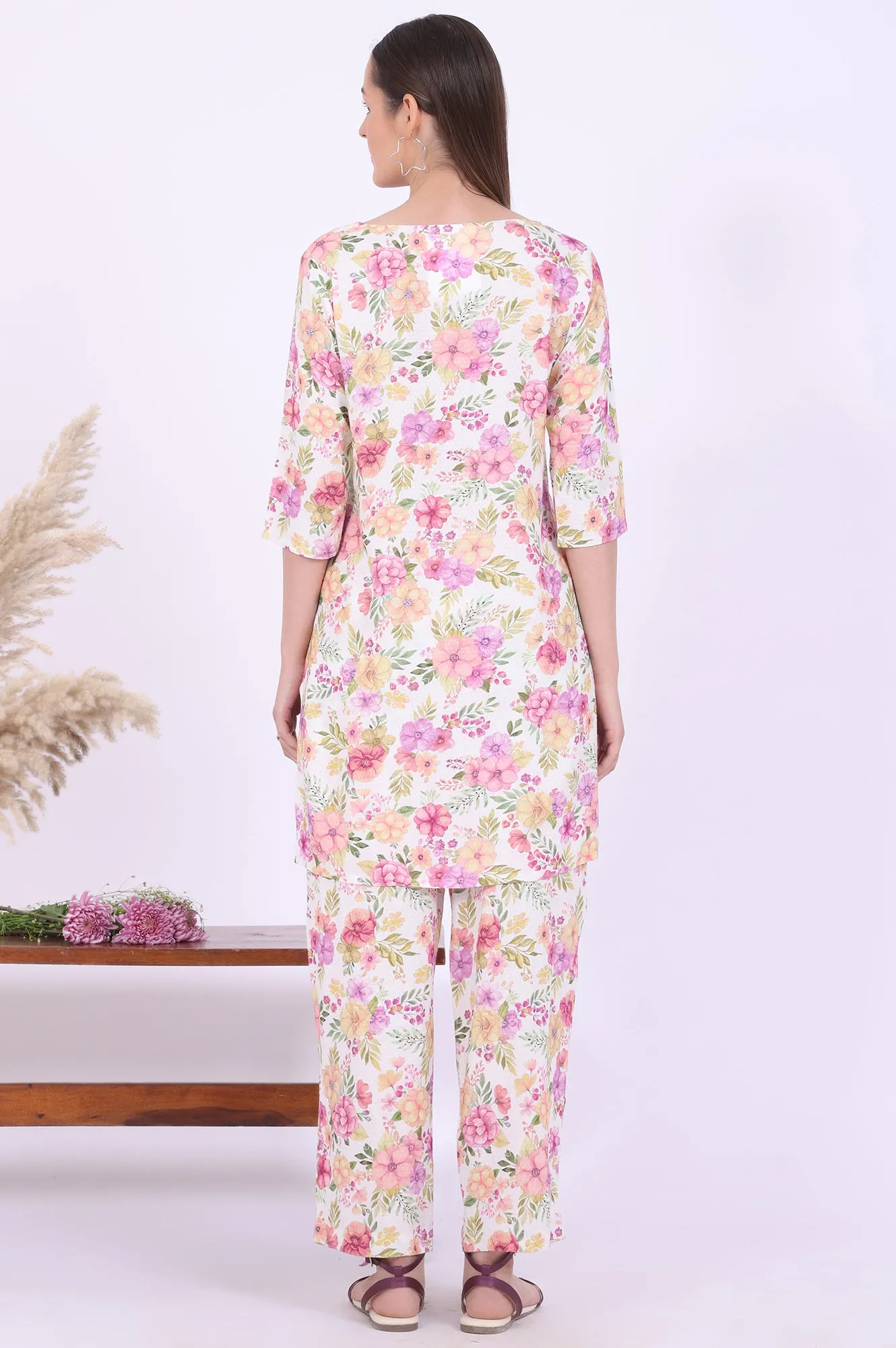 Multicolour Printed Straight Kurta & Palazzos Set