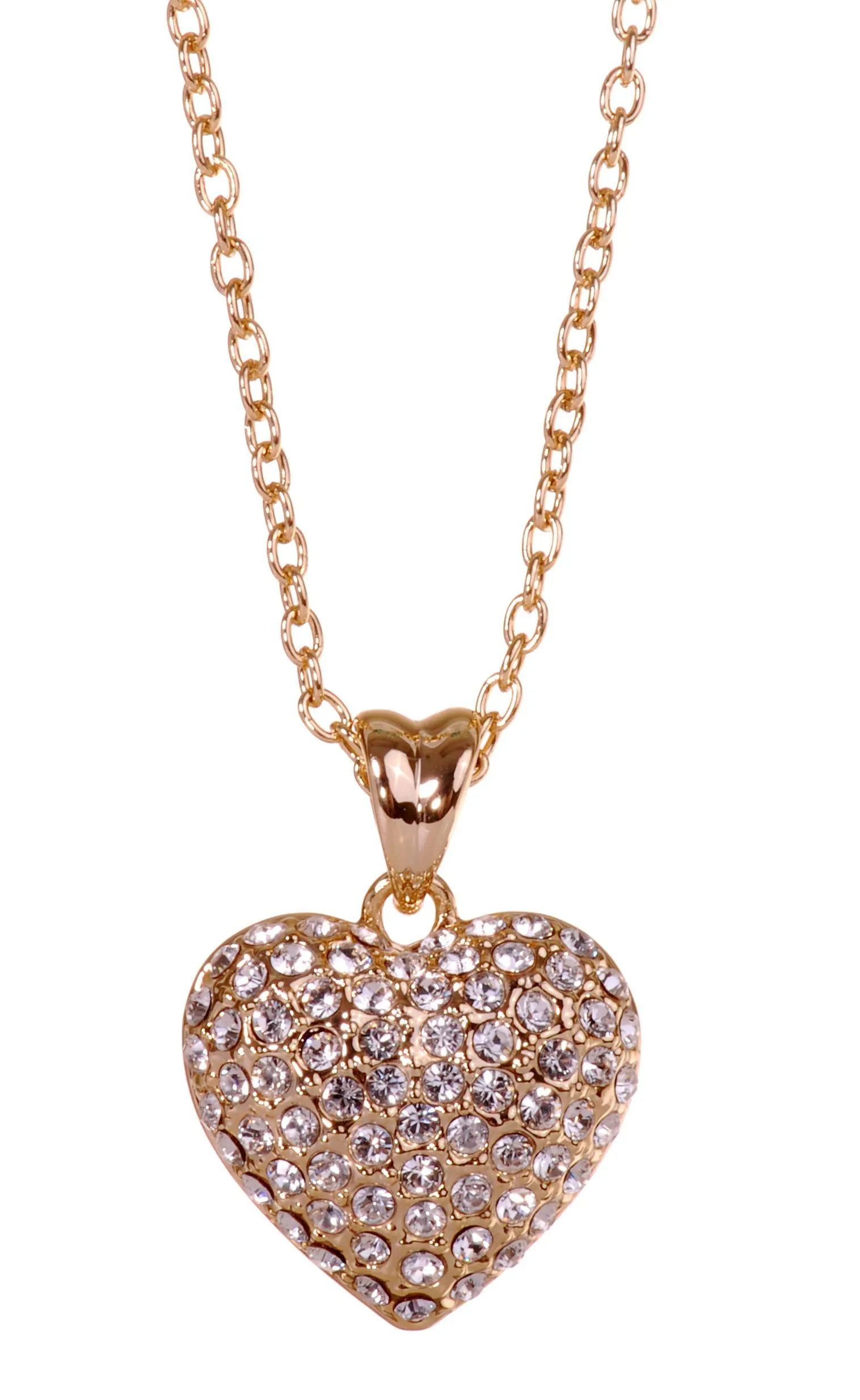 N7121 18K Gold Swarovski Heart Pendant Necklace Gold