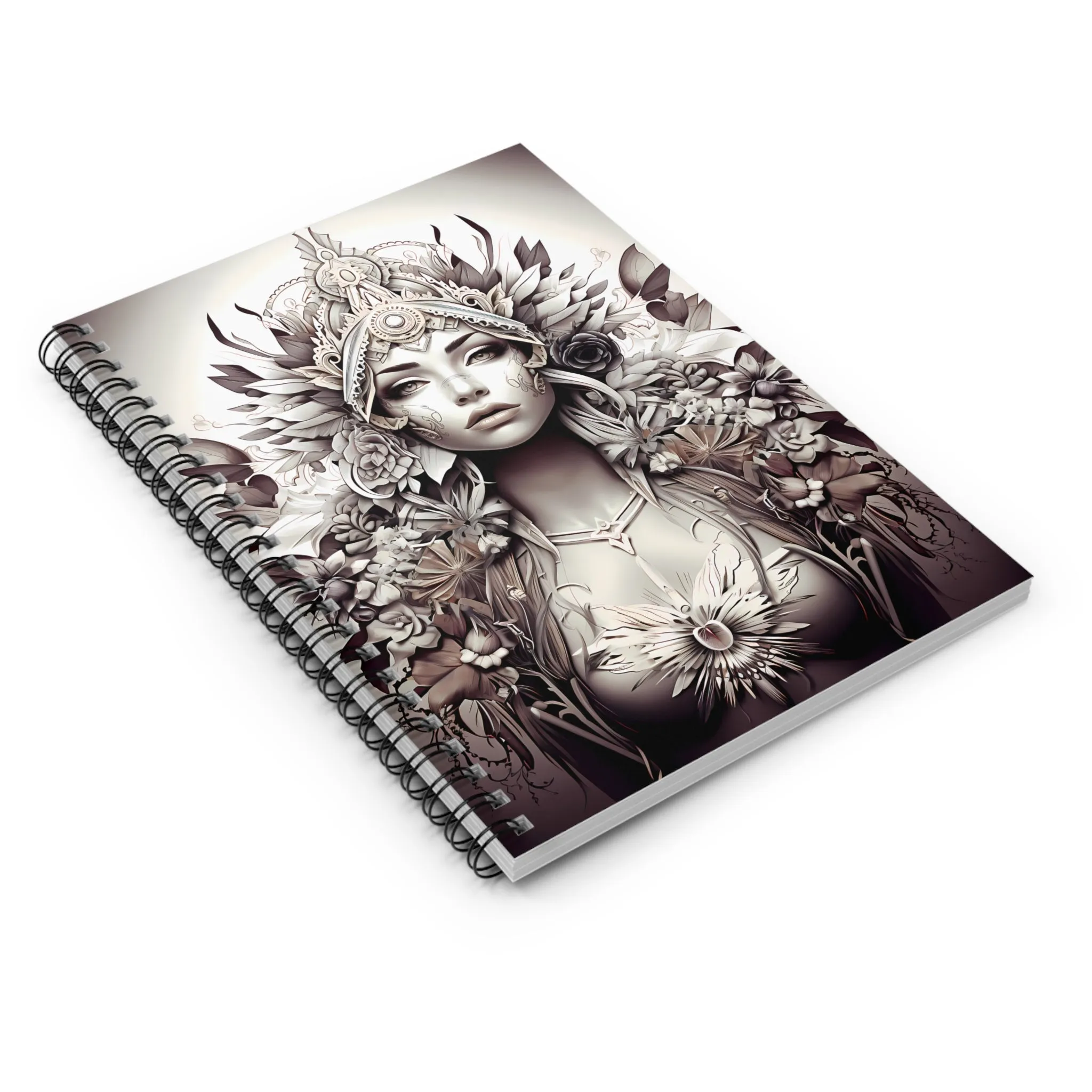 Native Tribal Ethnic Goddess Spiral Ruled Lined Notebook for Her, Soft Cover #1