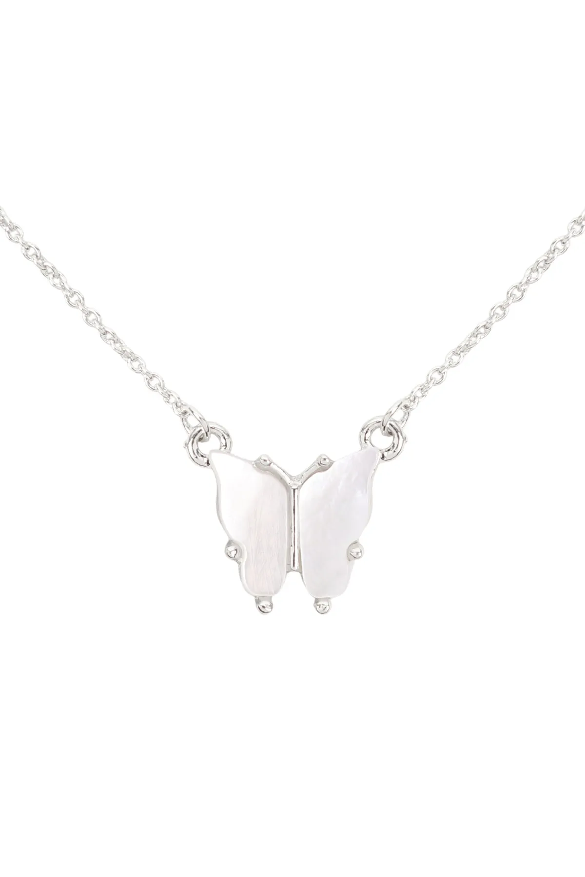 NATURAL MOP BUTTERFLY PENDANT NECKLACE