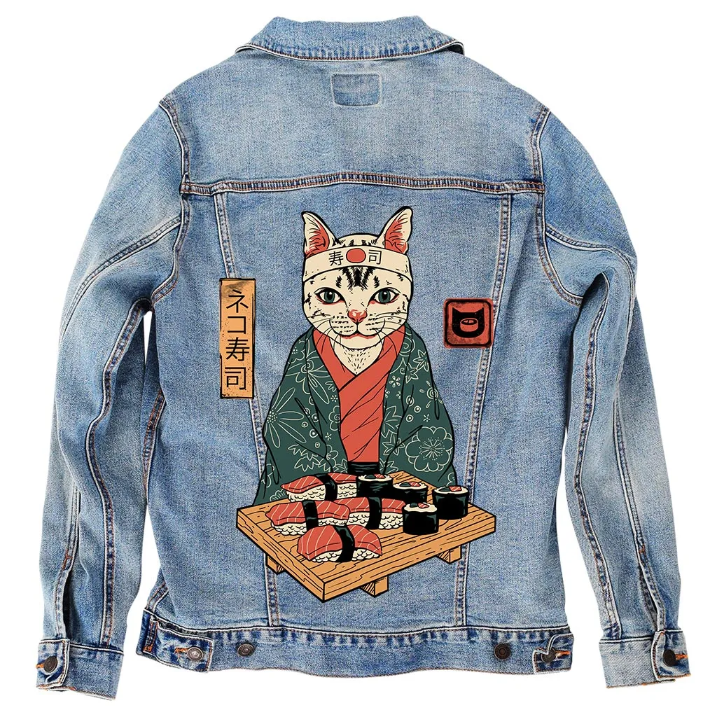 Neko Sushi Bar by Vincent Trinidad Unisex Denim Jacket