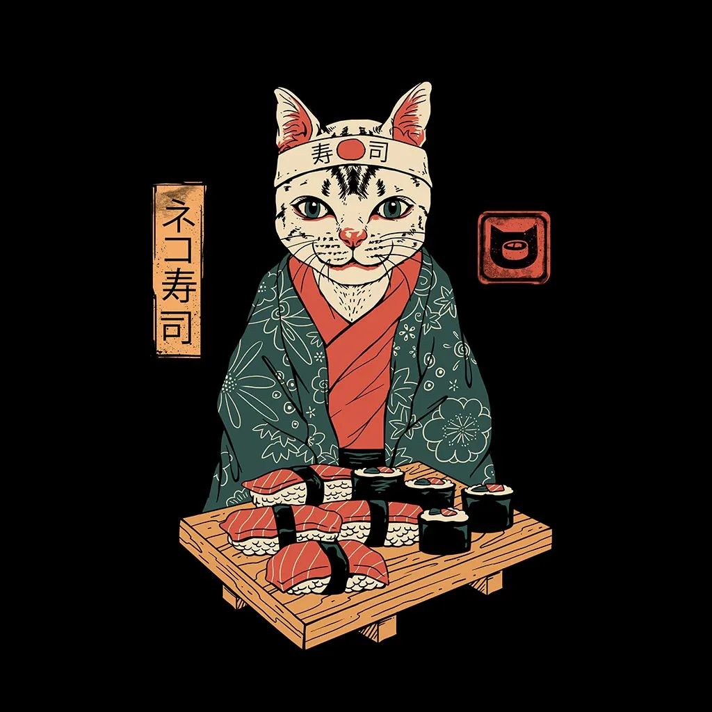 Neko Sushi Bar by Vincent Trinidad Unisex Denim Jacket