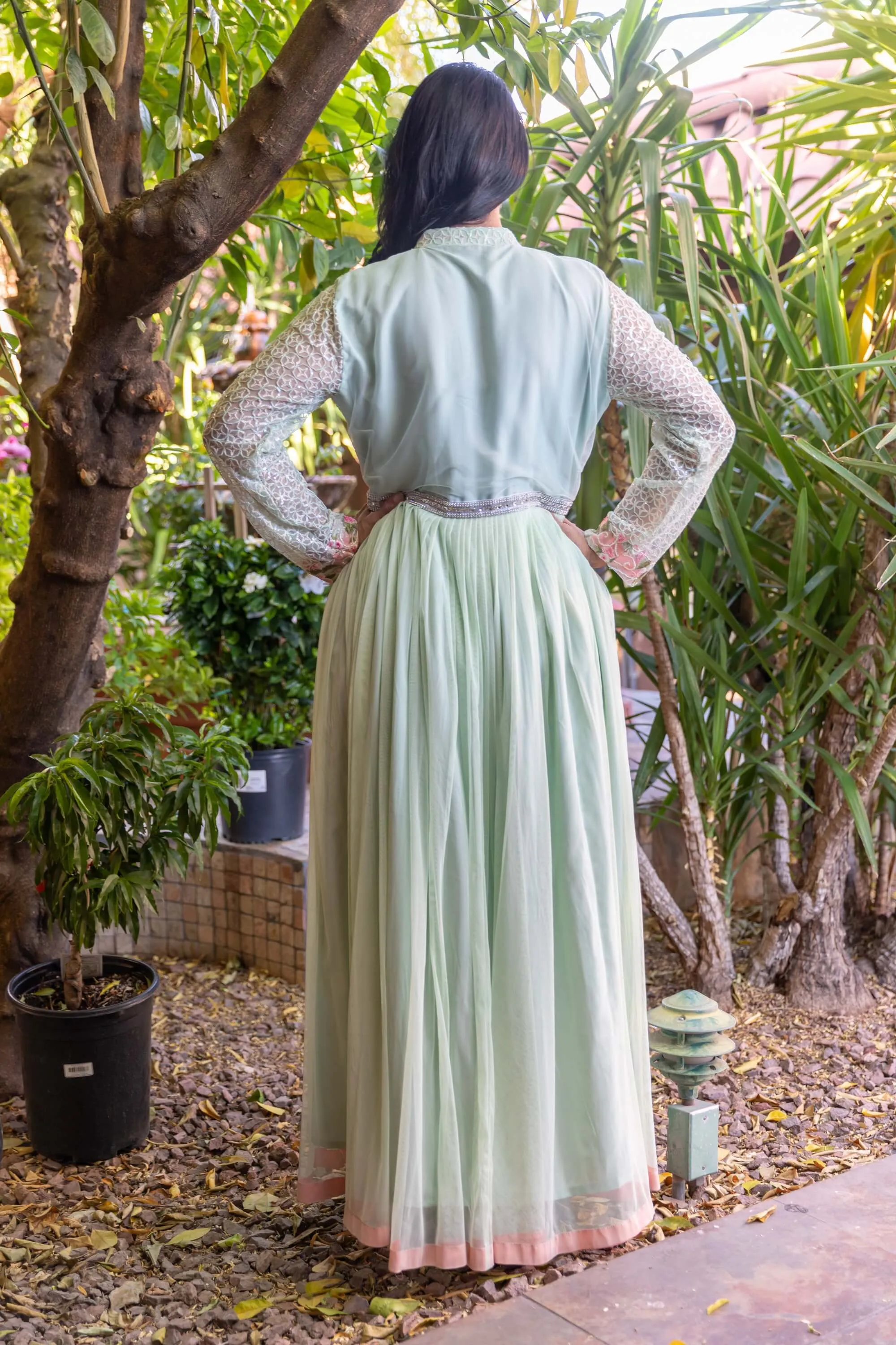 Net Embroidery Gown-Maxi