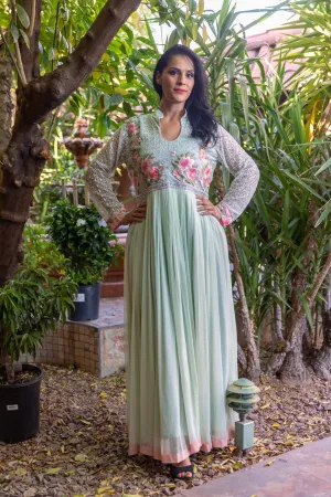 Net Embroidery Gown-Maxi