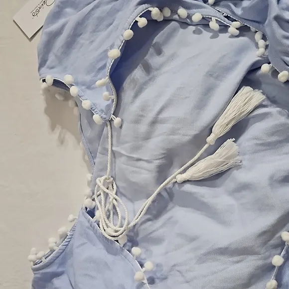 NEW Peixoto Nissi Pom Pom Blue White Dress Size XS