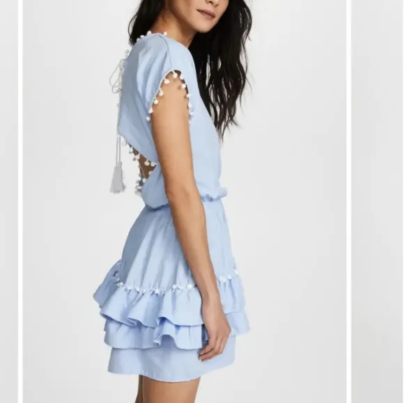 NEW Peixoto Nissi Pom Pom Blue White Dress Size XS