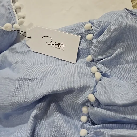 NEW Peixoto Nissi Pom Pom Blue White Dress Size XS