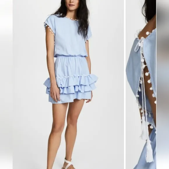 NEW Peixoto Nissi Pom Pom Blue White Dress Size XS