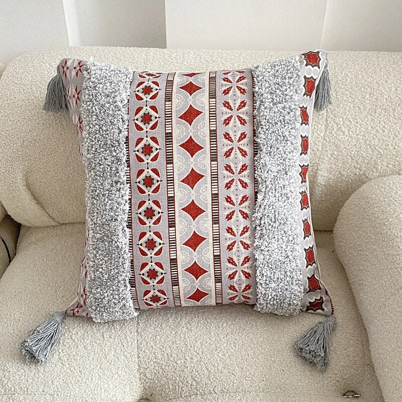 New Tufted Linen Printed Pillowcase Cover Bohemian Ethnic Style Famous Hotel Decorative Cushion