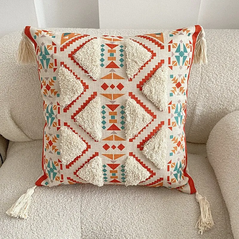 New Tufted Linen Printed Pillowcase Cover Bohemian Ethnic Style Famous Hotel Decorative Cushion