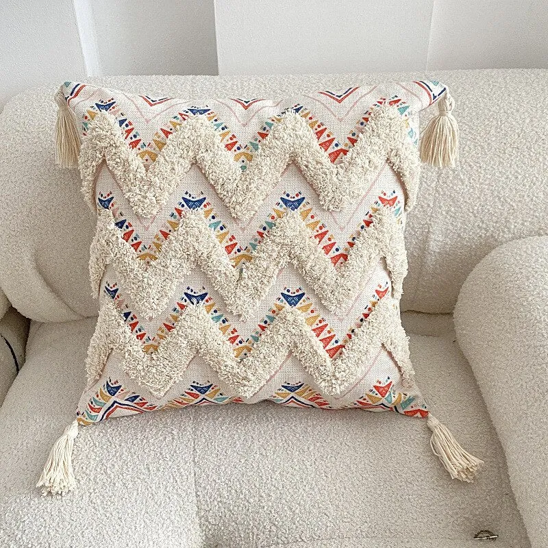 New Tufted Linen Printed Pillowcase Cover Bohemian Ethnic Style Famous Hotel Decorative Cushion