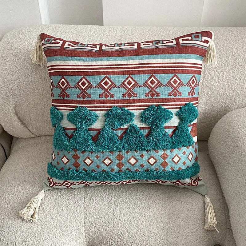 New Tufted Linen Printed Pillowcase Cover Bohemian Ethnic Style Famous Hotel Decorative Cushion