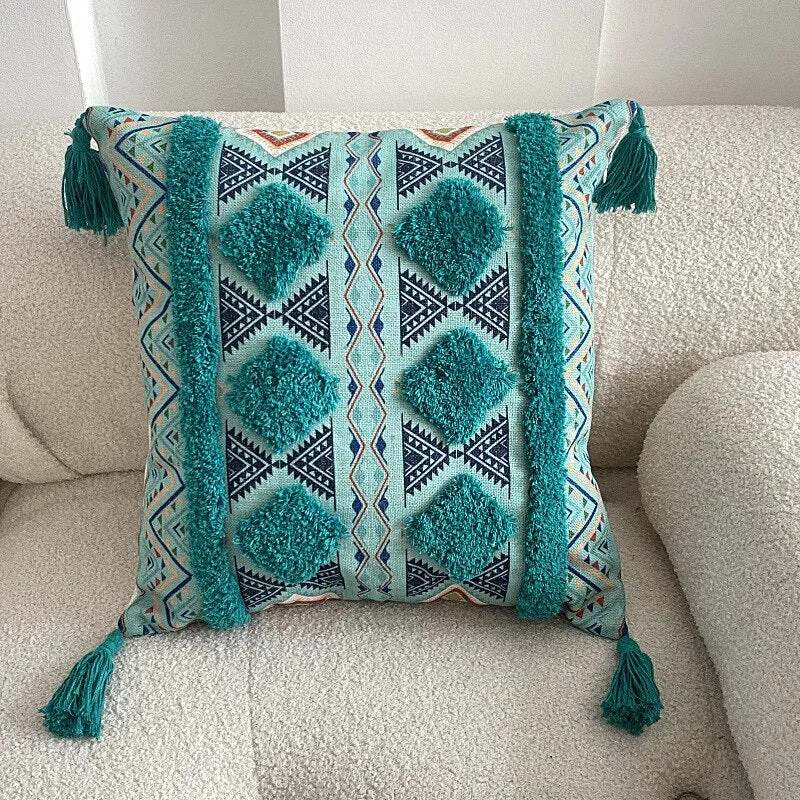 New Tufted Linen Printed Pillowcase Cover Bohemian Ethnic Style Famous Hotel Decorative Cushion