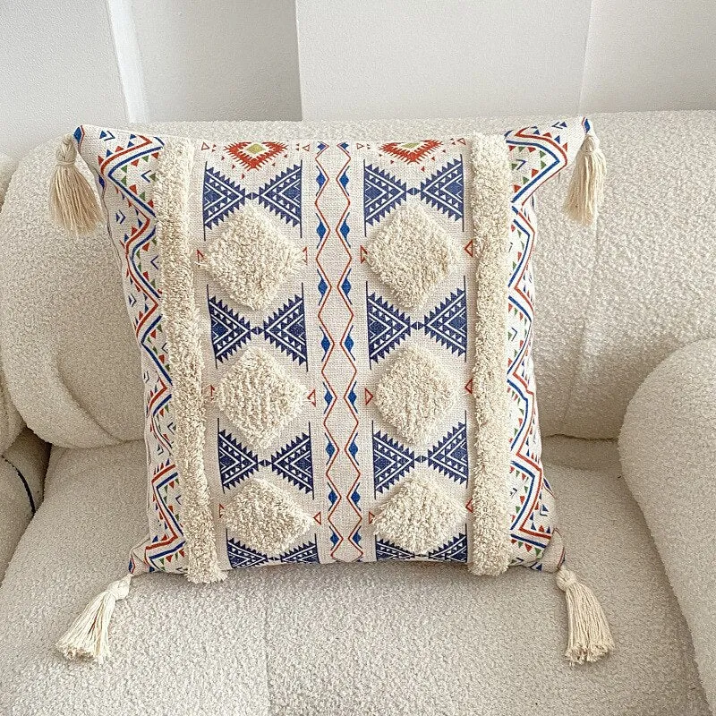 New Tufted Linen Printed Pillowcase Cover Bohemian Ethnic Style Famous Hotel Decorative Cushion