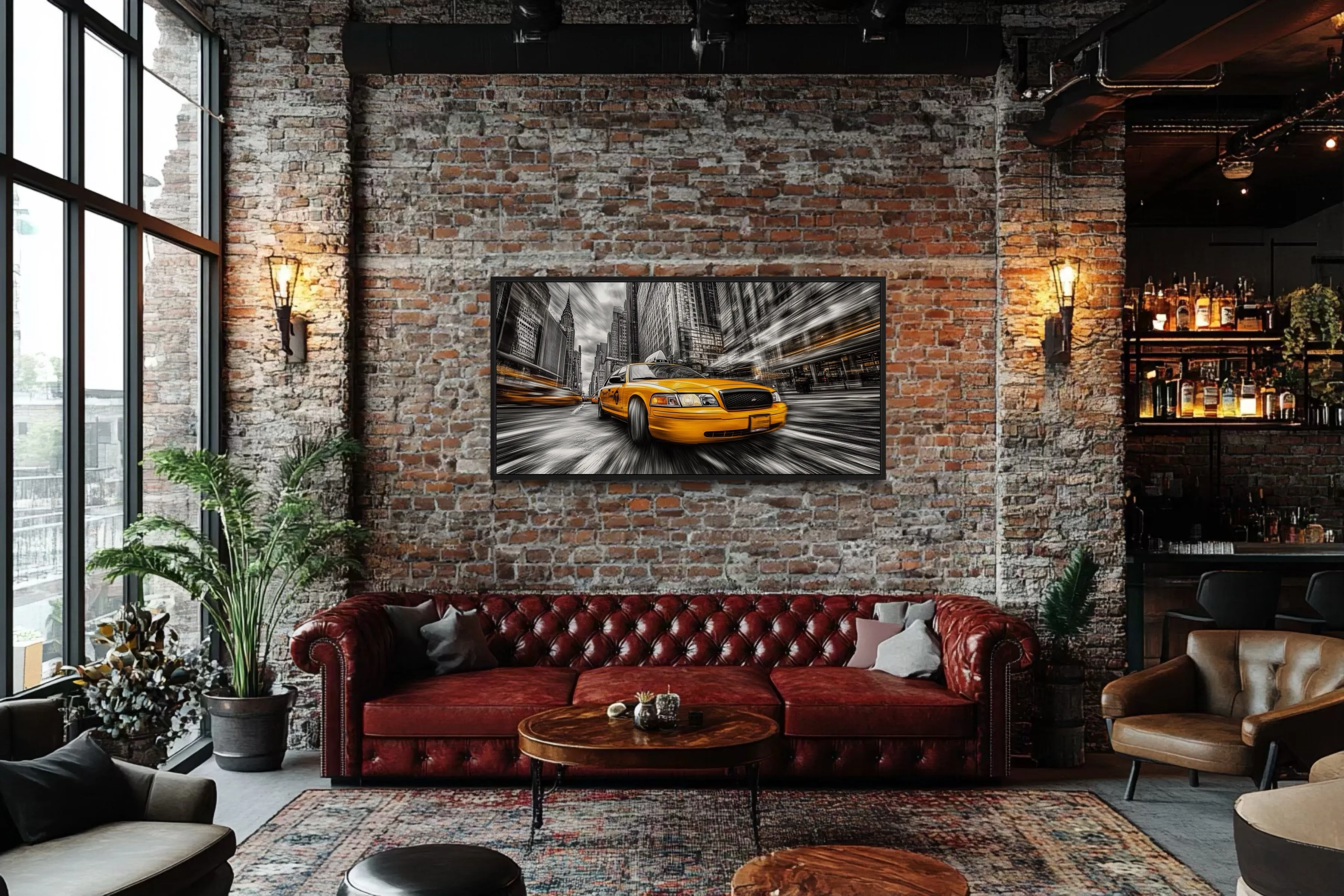 New York City Yellow Taxi Graffiti Style Canvas Wall Art