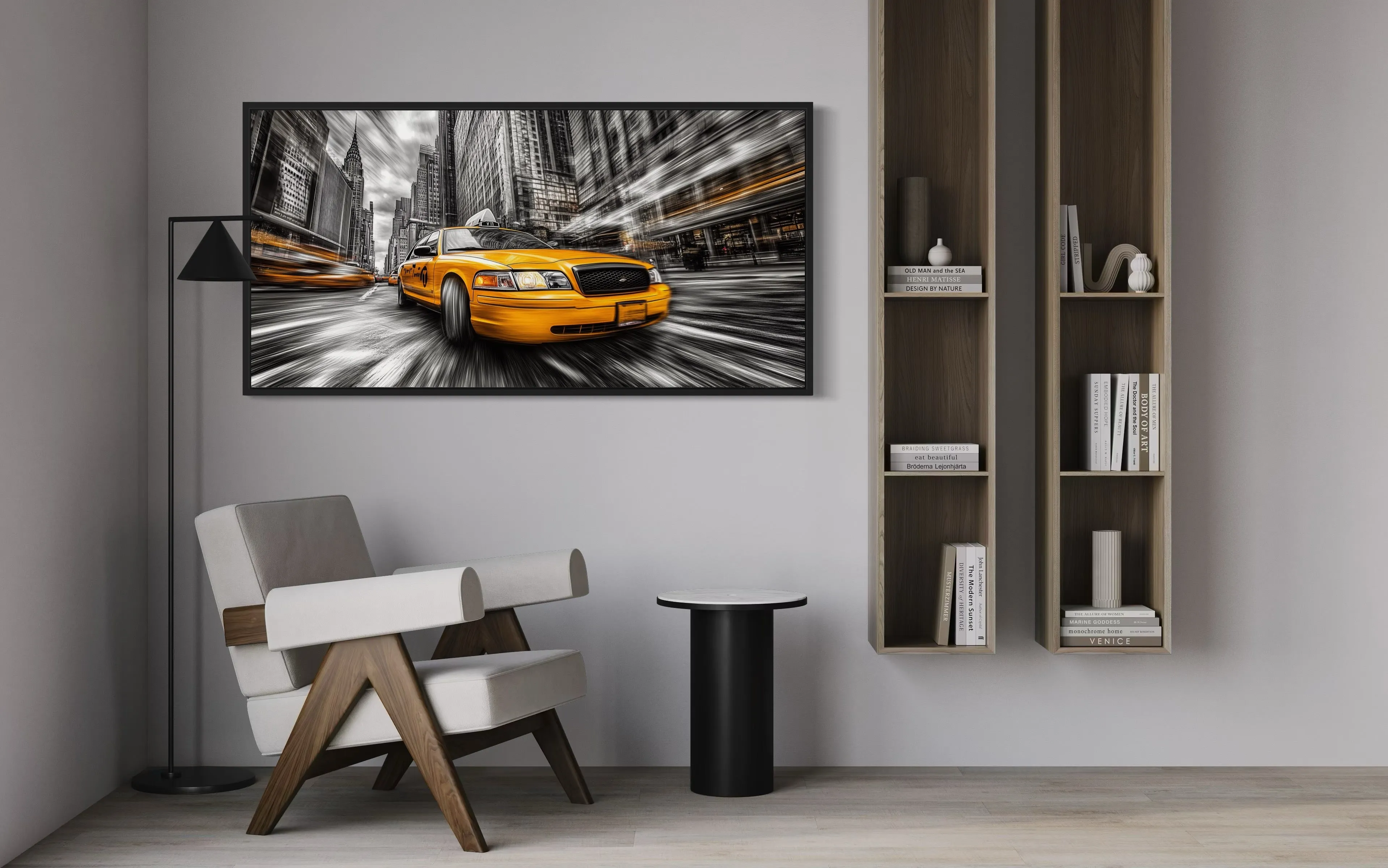 New York City Yellow Taxi Graffiti Style Canvas Wall Art