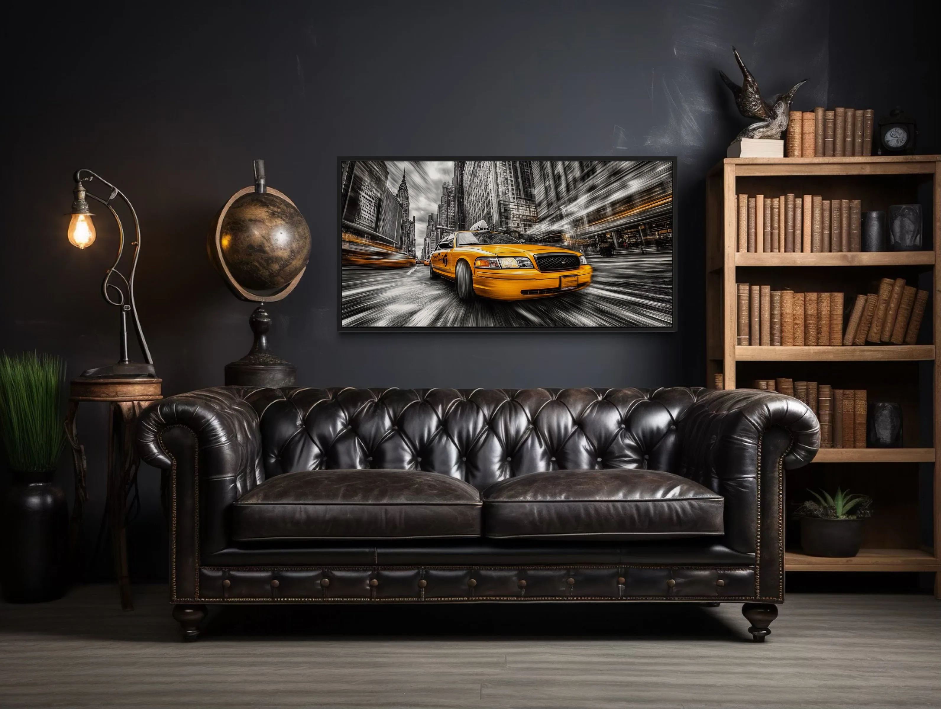 New York City Yellow Taxi Graffiti Style Canvas Wall Art