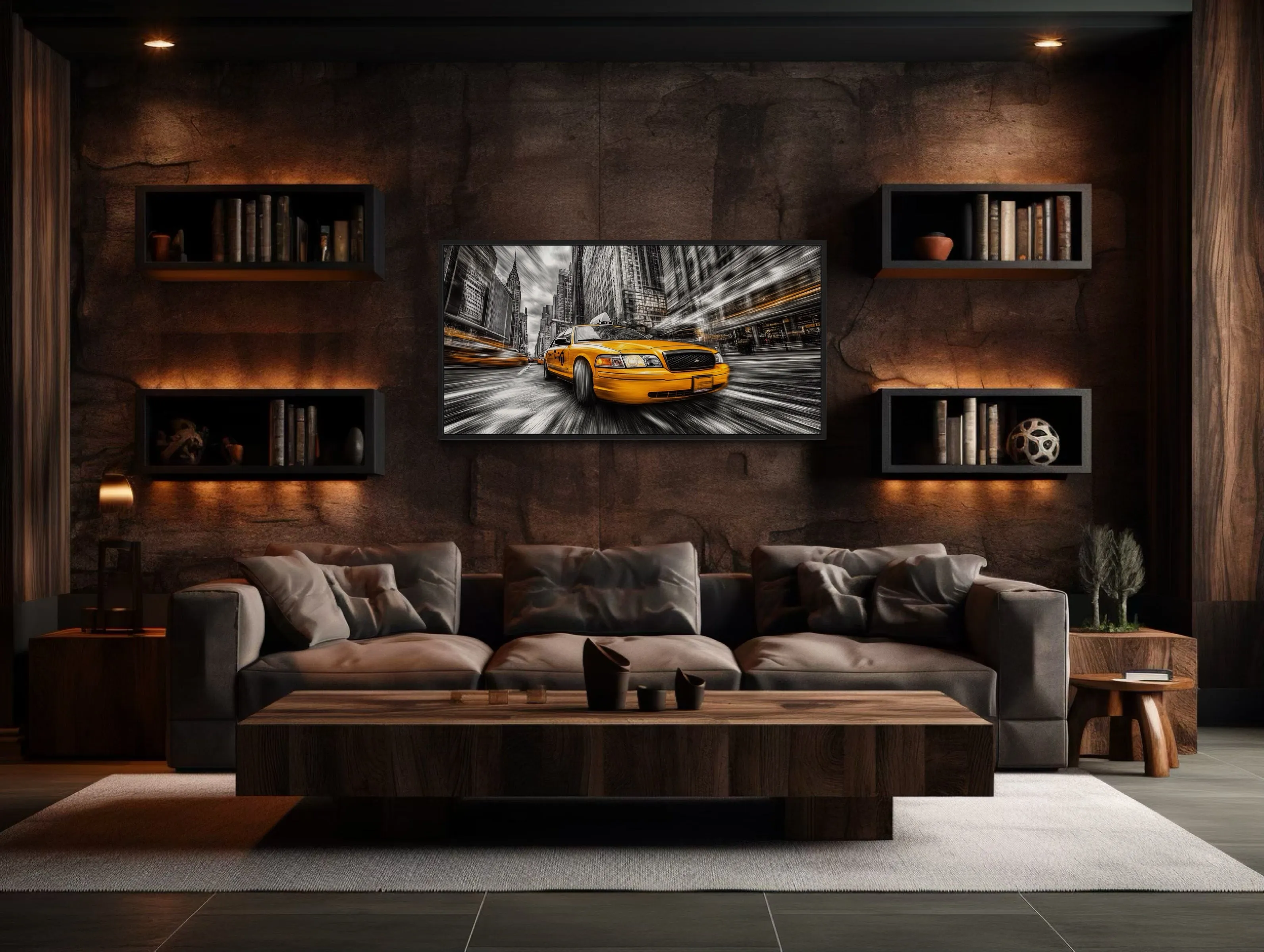New York City Yellow Taxi Graffiti Style Canvas Wall Art