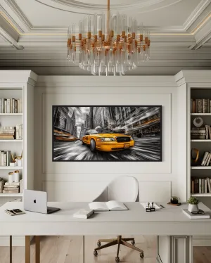 New York City Yellow Taxi Graffiti Style Canvas Wall Art