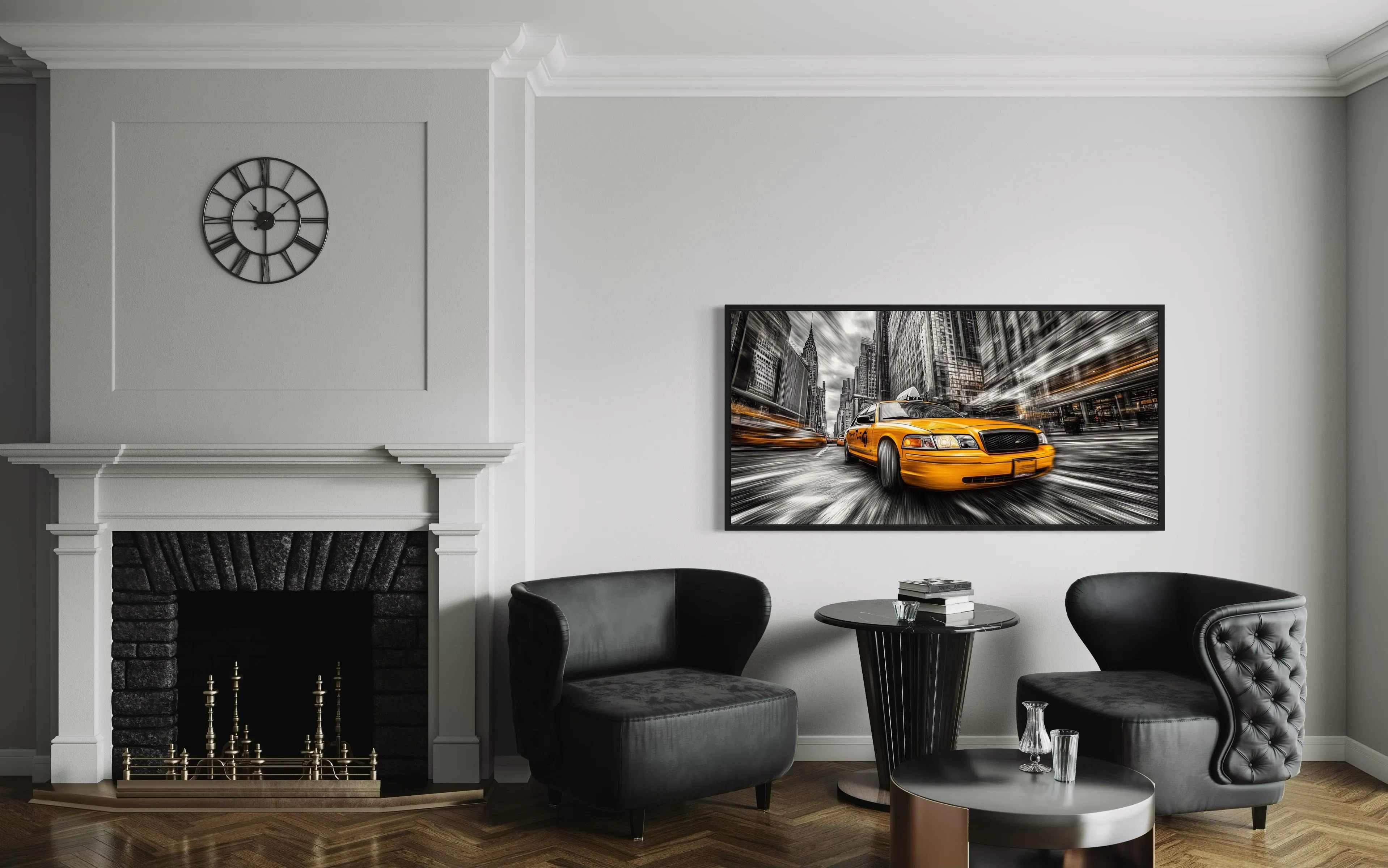 New York City Yellow Taxi Graffiti Style Canvas Wall Art