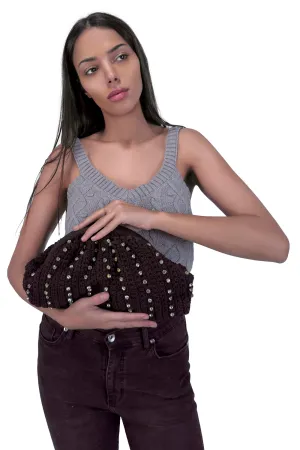 Noir Sophia Embellished Frame Clutch