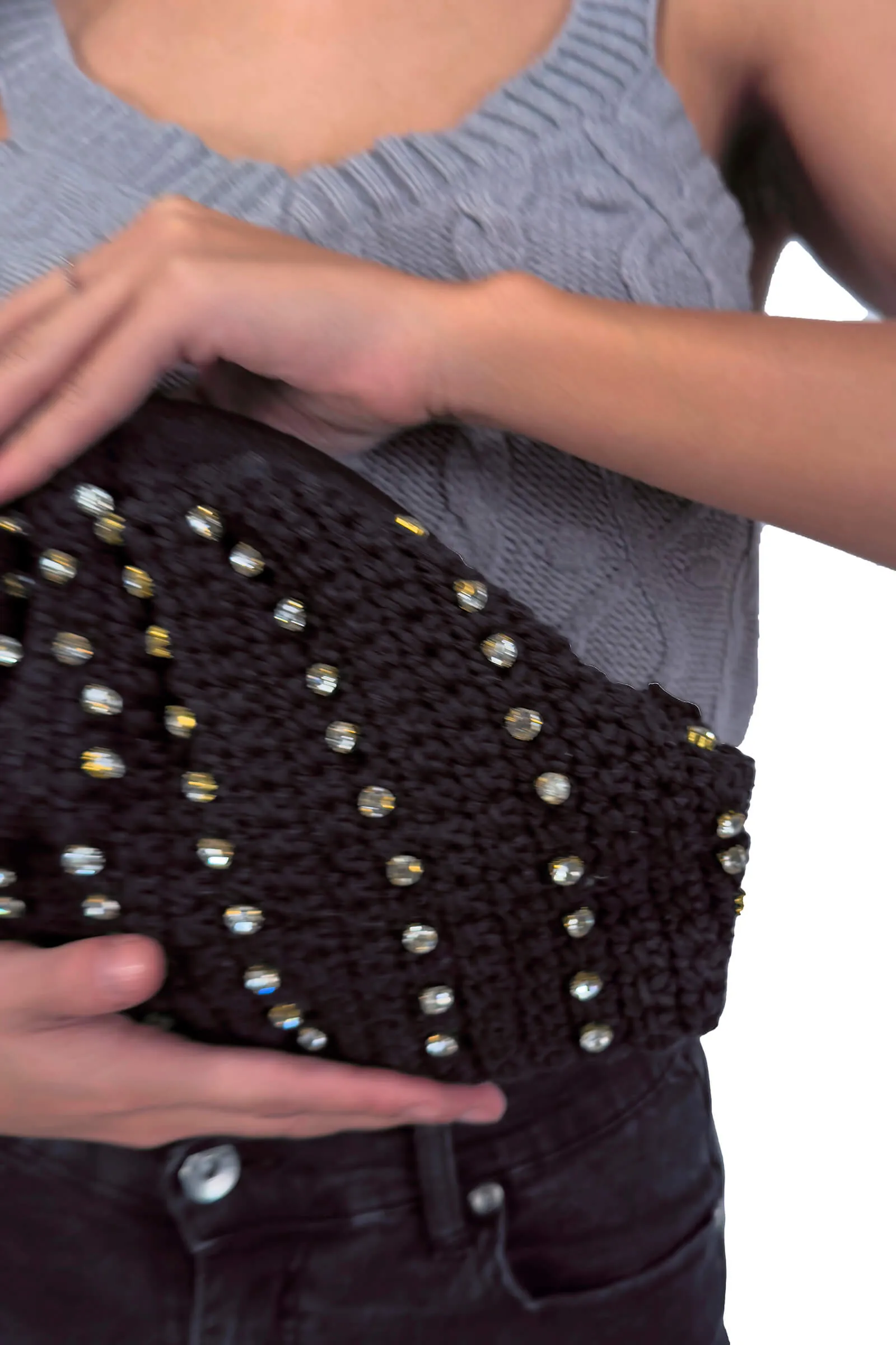 Noir Sophia Embellished Frame Clutch