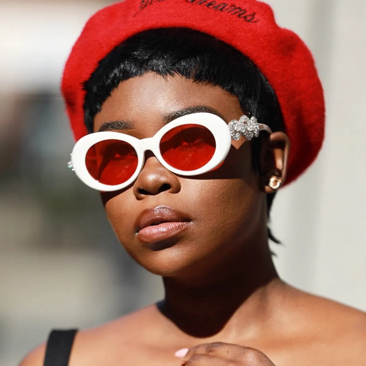 Nroda Crush on You Round White Goggle Sunglasses