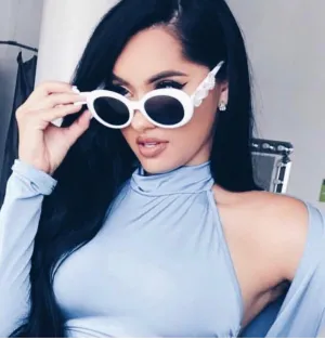 Nroda Crush on You Round White Goggle Sunglasses