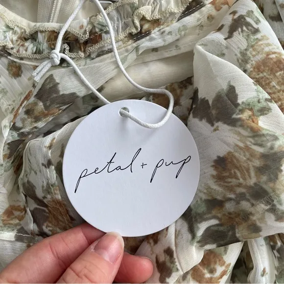 NWT PETAL &amp; PUP Floral Ruffle Long Sleeve High Neck Mini Dress