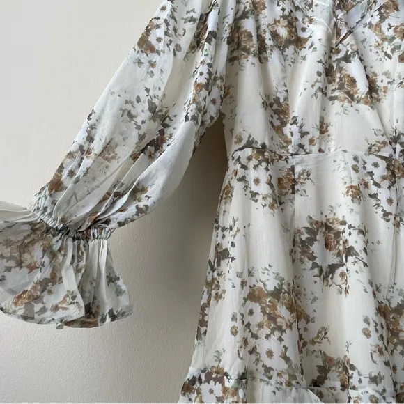 NWT PETAL &amp; PUP Floral Ruffle Long Sleeve High Neck Mini Dress