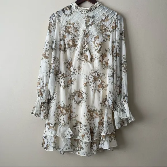 NWT PETAL &amp; PUP Floral Ruffle Long Sleeve High Neck Mini Dress