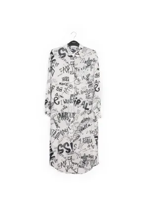 Off-white and black graffiti-print shirt dress