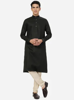Olive Green Solid Regular Fit Modi Kurta | JadeBlue