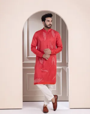 Onyx Rust Embroidered Kurta Ensemble Fusion of Tradition and Modern Elegance