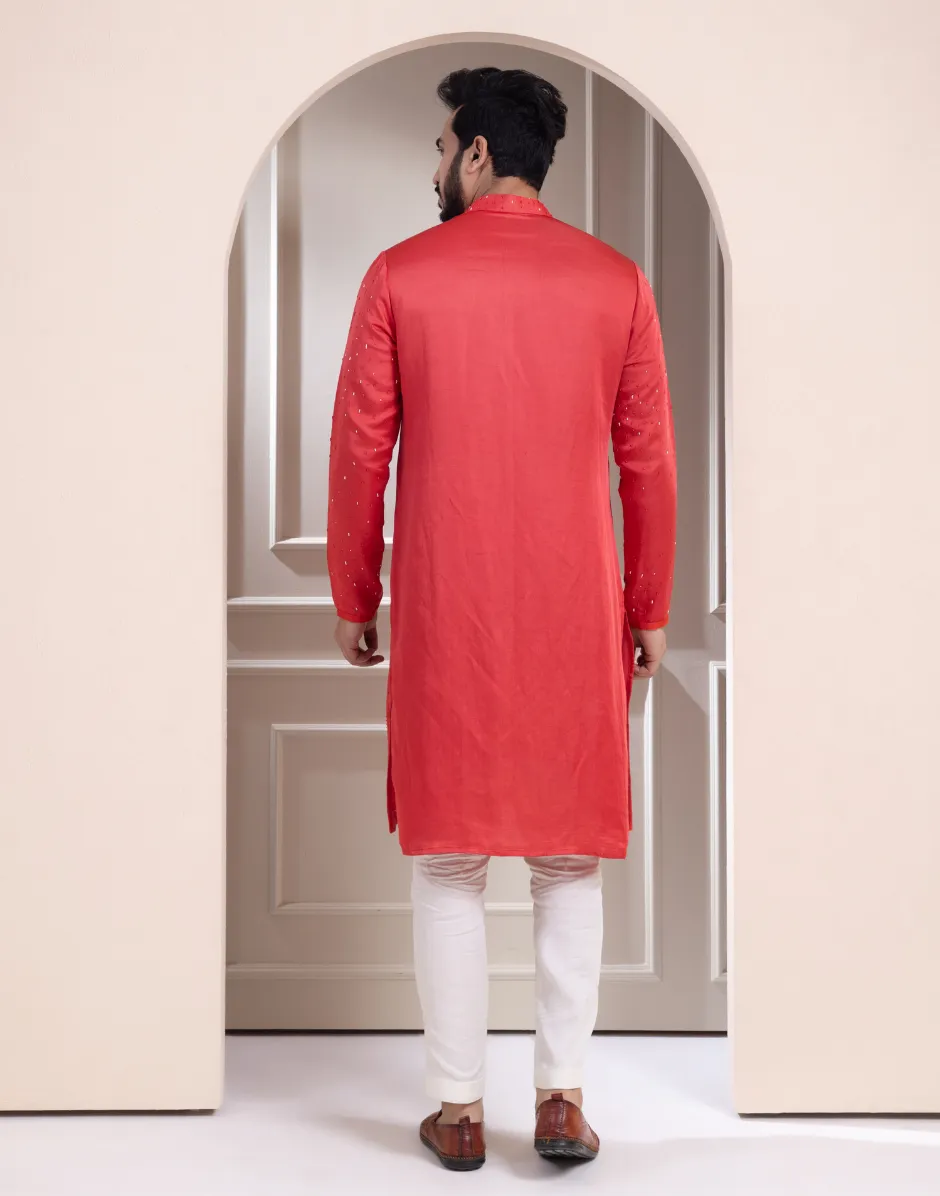 Onyx Rust Embroidered Kurta Ensemble Fusion of Tradition and Modern Elegance