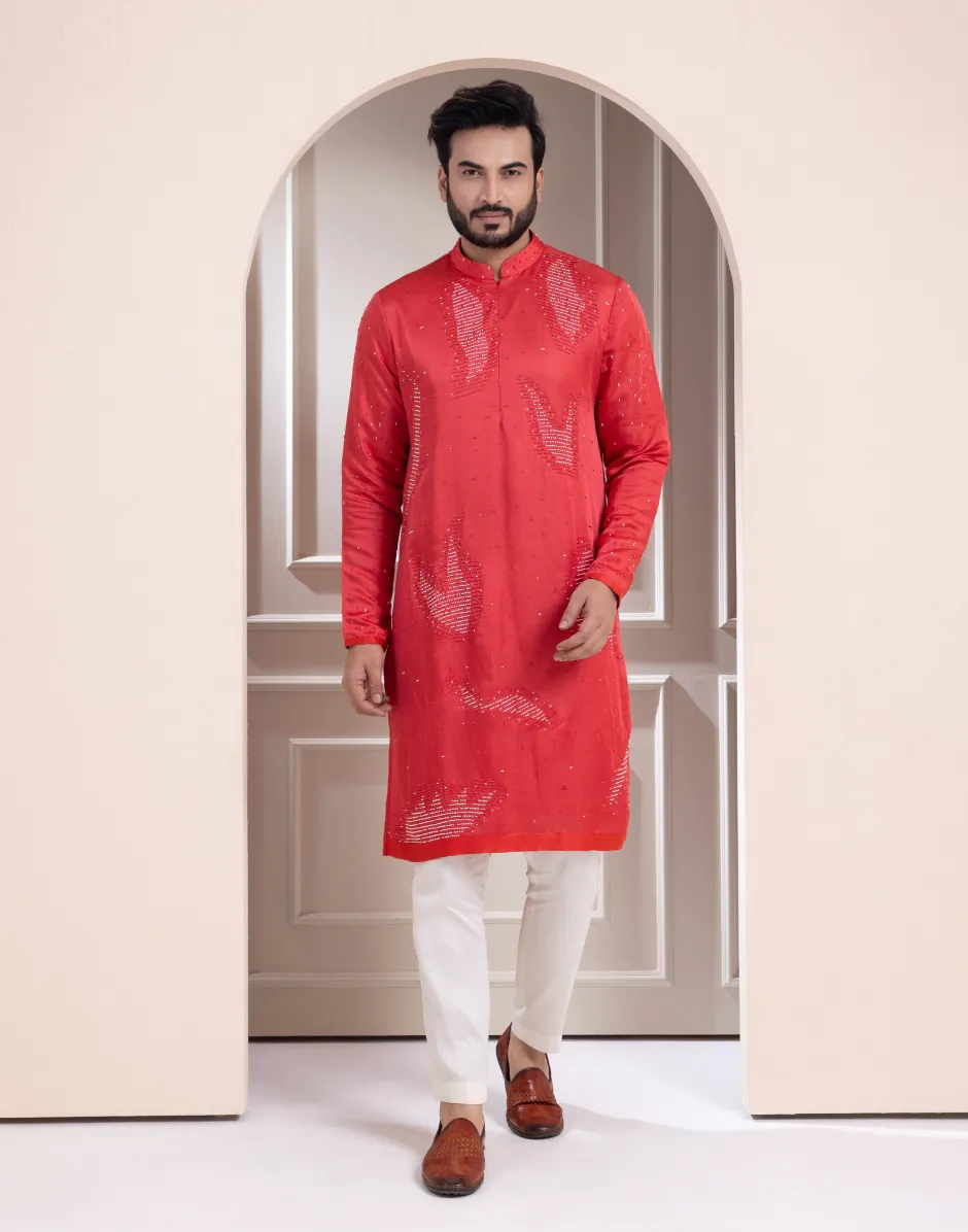 Onyx Rust Embroidered Kurta Ensemble Fusion of Tradition and Modern Elegance